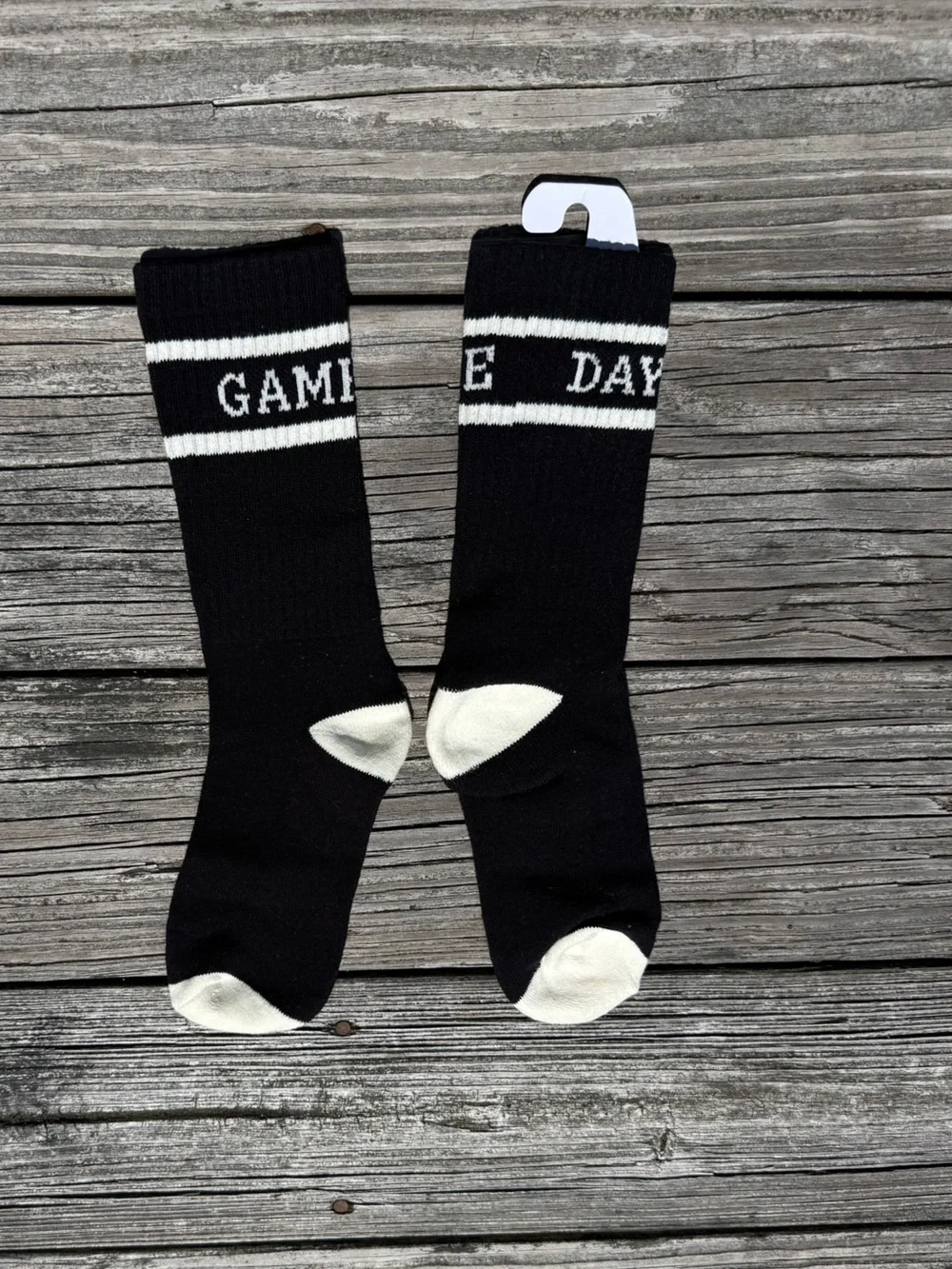 Maurices Game Day Black Crew Socks White Trim
